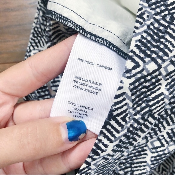 Joie • Merci shorts geometric patterned black white print silk linen chevron - Picture 7 of 11